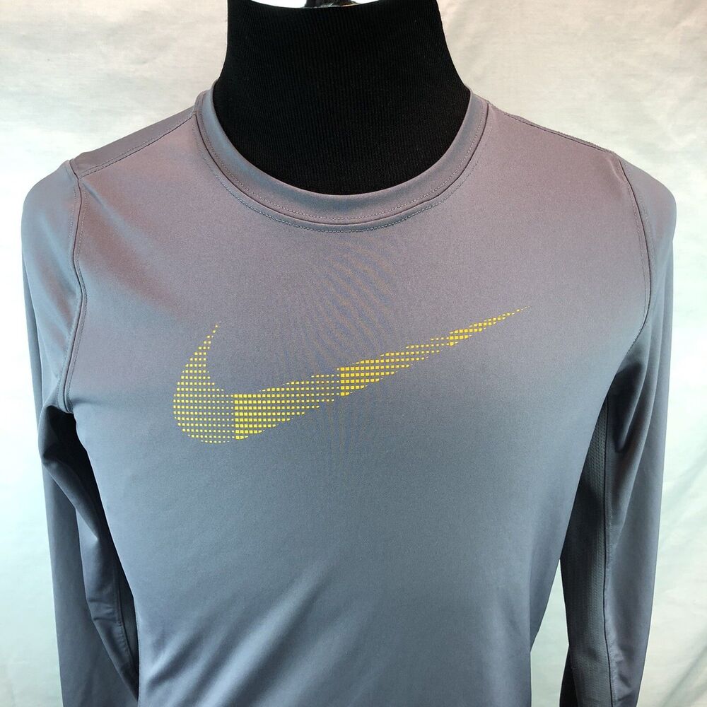 Nike Legacy Dri-Fit Tee Boys Shirt Athletic Gray Yellow LOGO 939667 Youth XL FF5